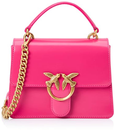 Pinko Damen Love One Top Handle Mini Light Leder glänzend gebürstet Tasche, N17q_pink antik Gold im Sale